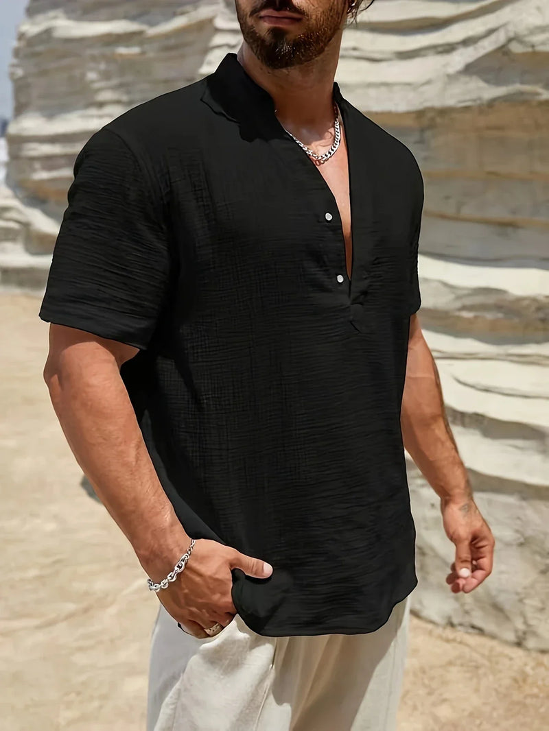Smith™ – Elegant Summer Shirt With Stand Collar
