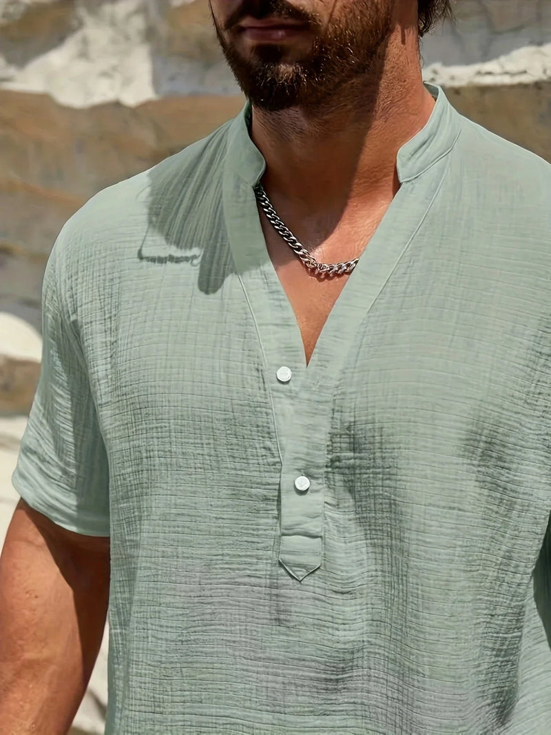 Smith™ – Elegant Summer Shirt With Stand Collar