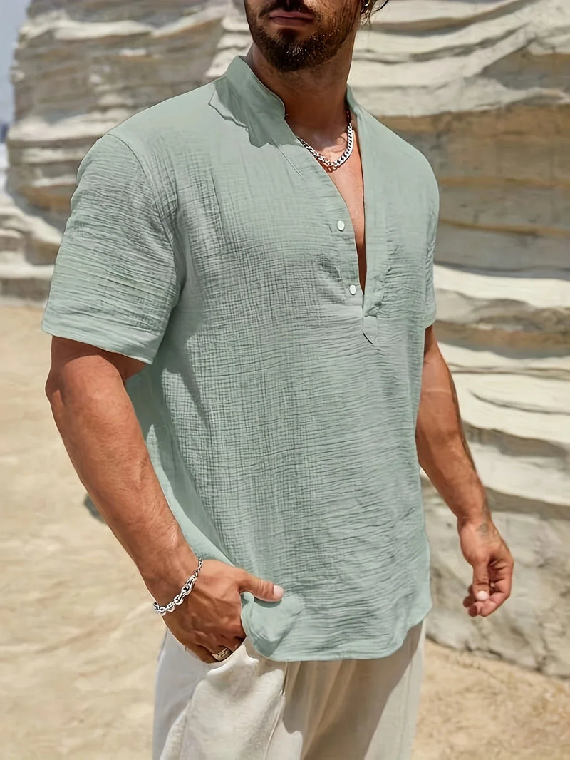 Smith™ – Elegant Summer Shirt With Stand Collar