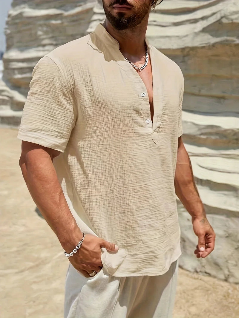 Smith™ – Elegant Summer Shirt With Stand Collar