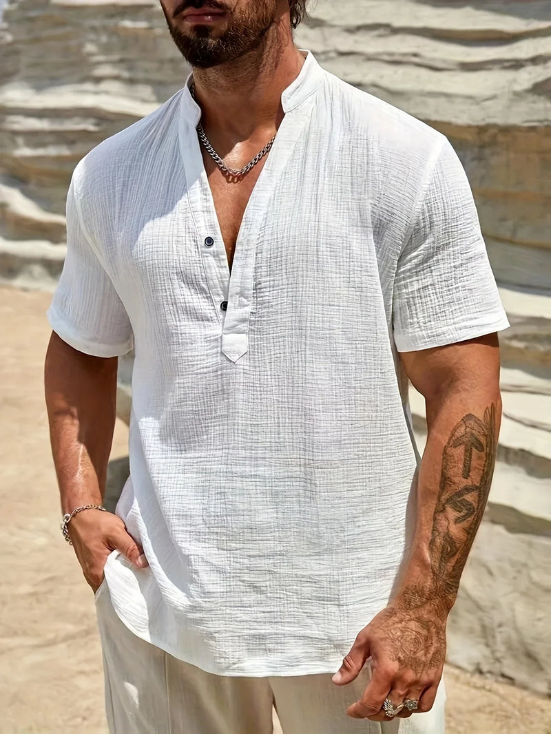 Smith™ – Elegant Summer Shirt With Stand Collar