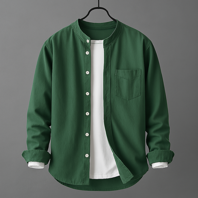 Owen™ | Stand Collar Cotton Shirt
