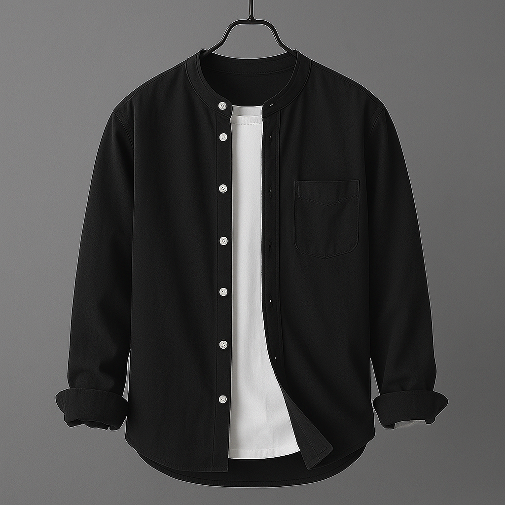 Owen™ | Stand Collar Cotton Shirt