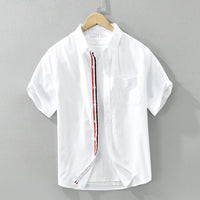 Vincent™ - Refined Stripe Short Sleeve Linen Shirt