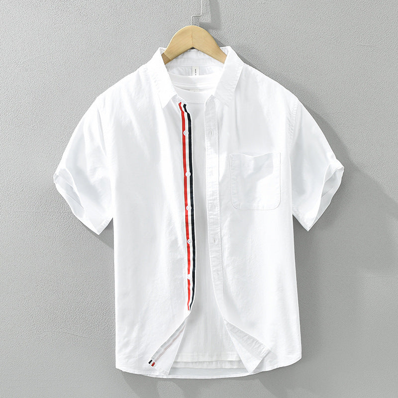 Vincent™ - Refined Stripe Short Sleeve Linen Shirt