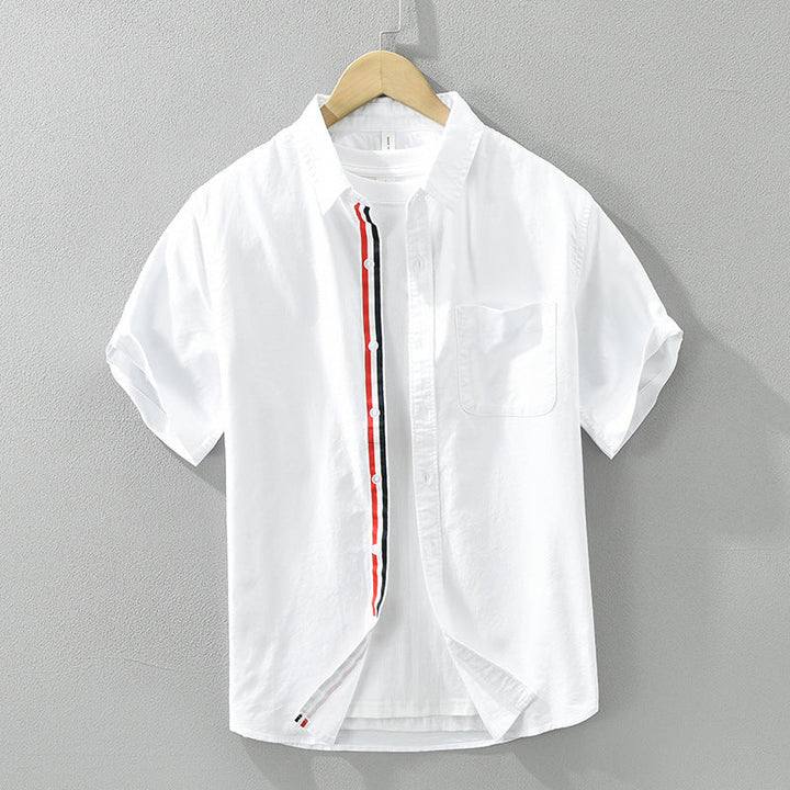 Vincent™ | Refined Stripe Short Sleeve Linen Shirt