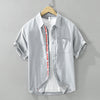 Vincent™ - Refined Stripe Short Sleeve Linen Shirt