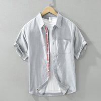 Vincent™ - Refined Stripe Short Sleeve Linen Shirt