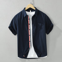 Vincent™ - Refined Stripe Short Sleeve Linen Shirt