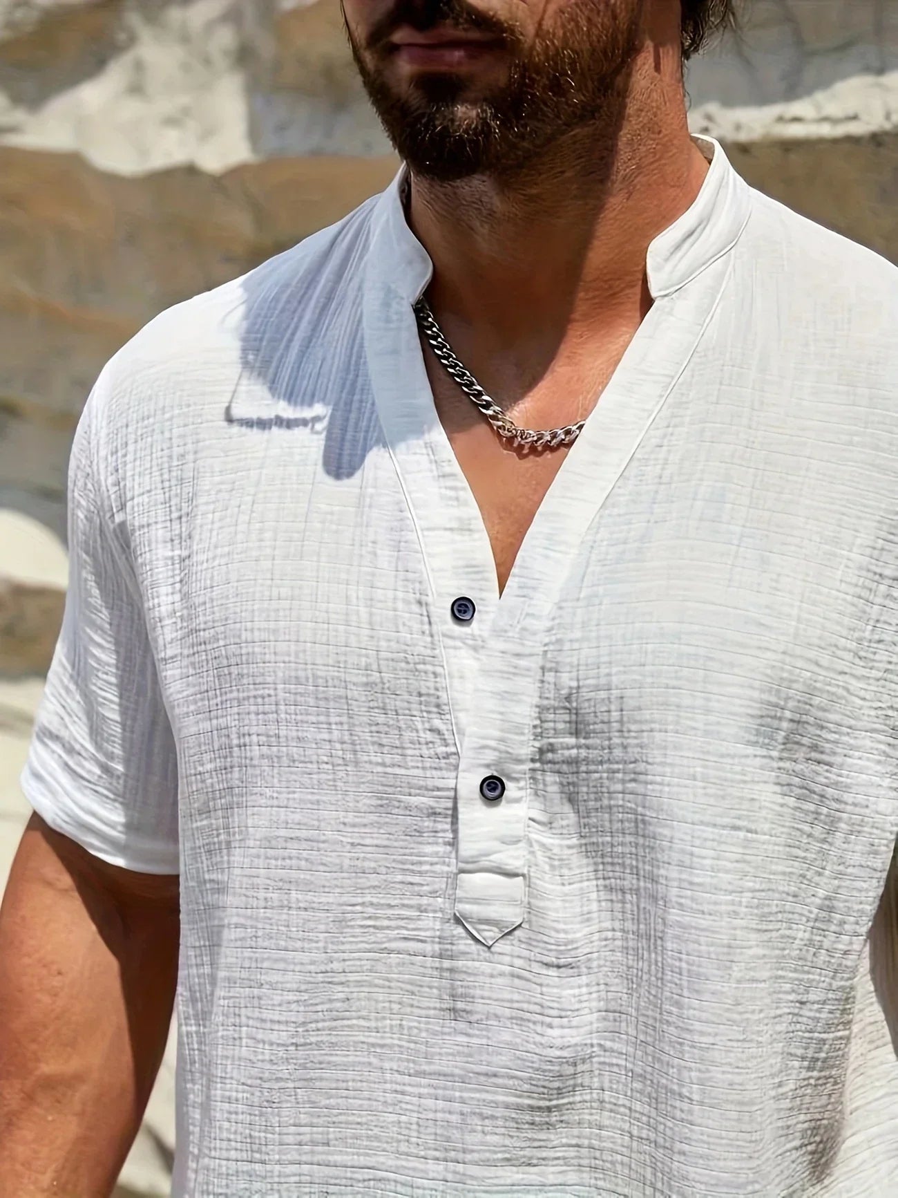 Smith™ – Elegant Summer Shirt With Stand Collar