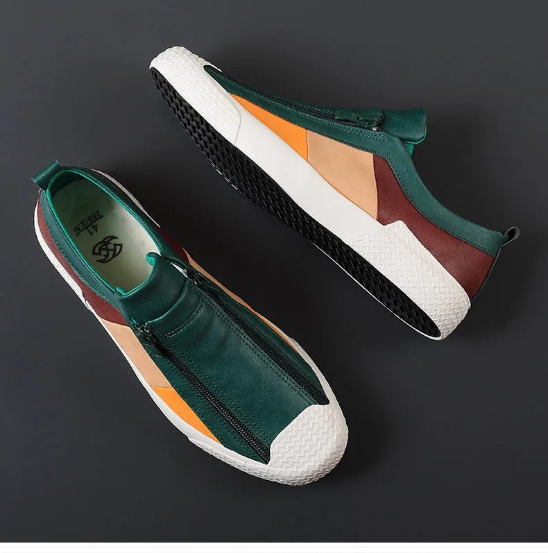 Liam™ | Genuine Leather Zip Sneakers