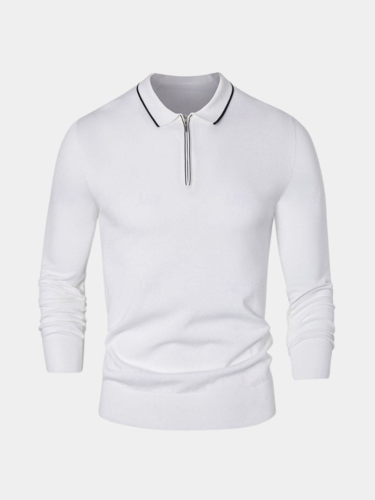 Clive™ | Ivory Long Sleeve Polo