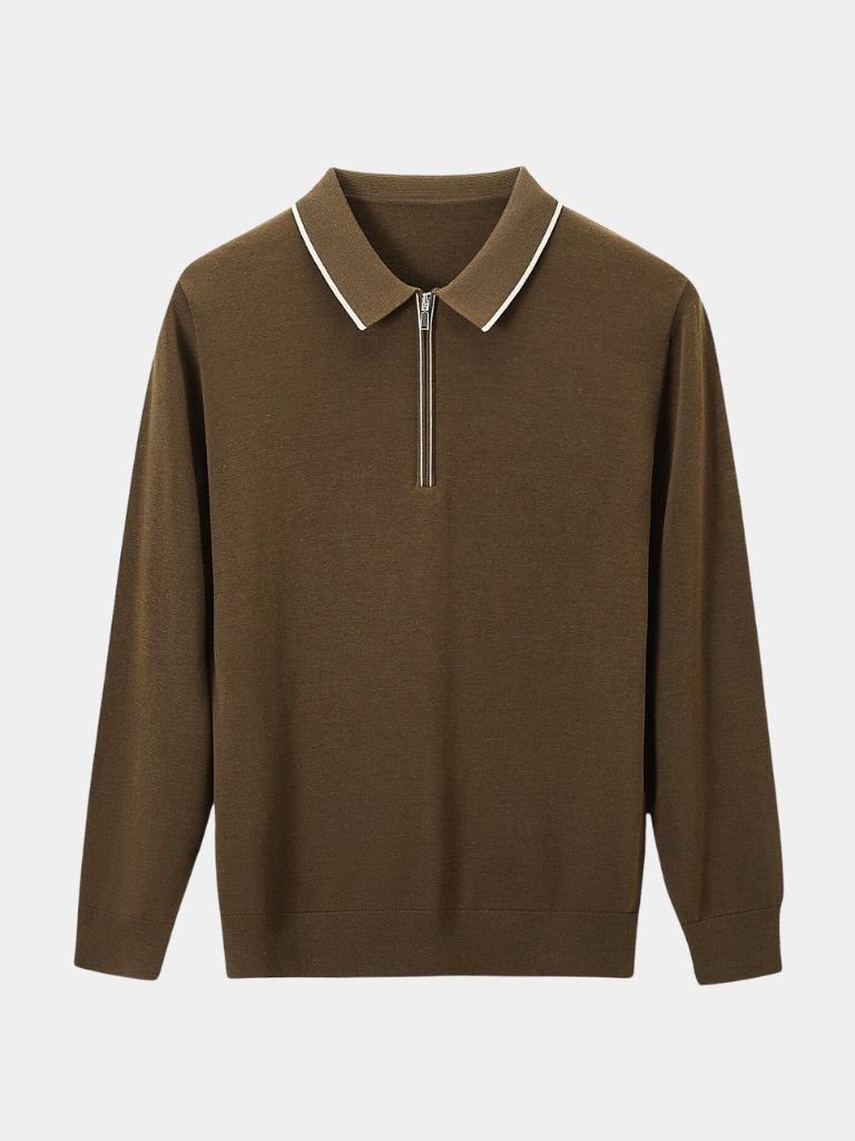 Clive™ | Ivory Long Sleeve Polo