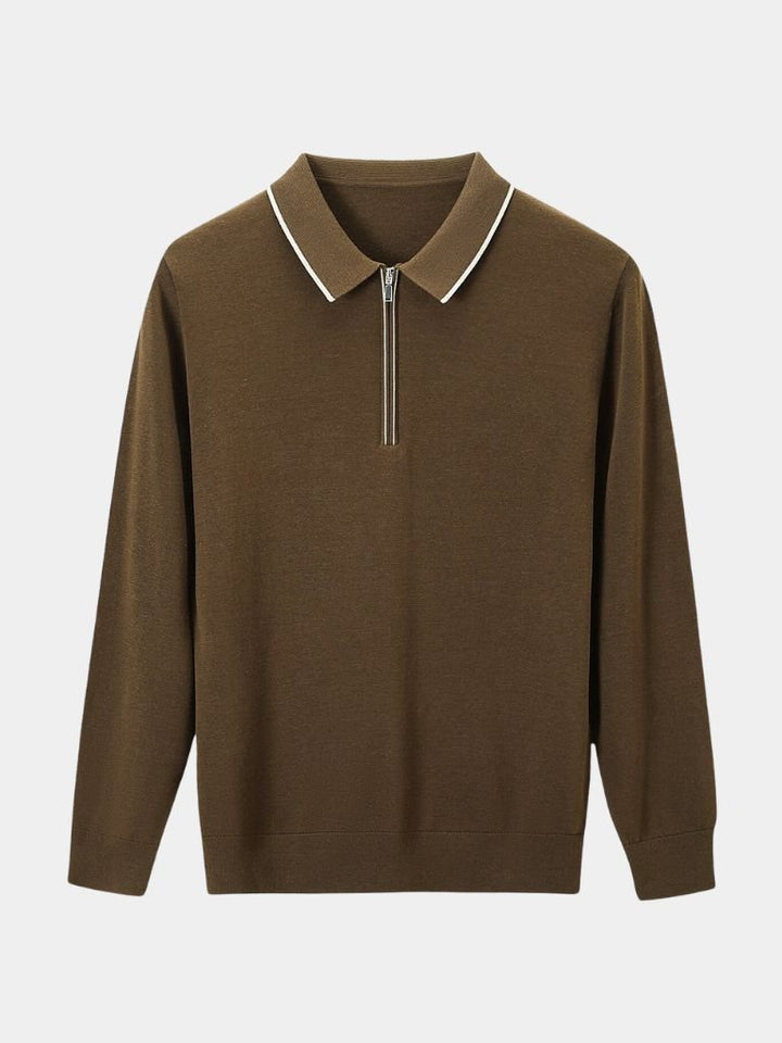 Clive™ | Ivory Long Sleeve Polo